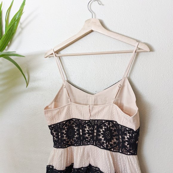 New Foxiedox Ophelia Two Two Striped Lace Print Sleeveless Pleated Mini Dress - Picture 11 of 13